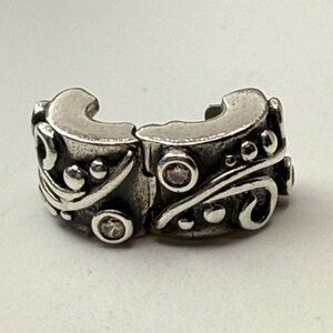 Pandora Sterling Silver Hinged Clip Spacer with Clear CZ Accents